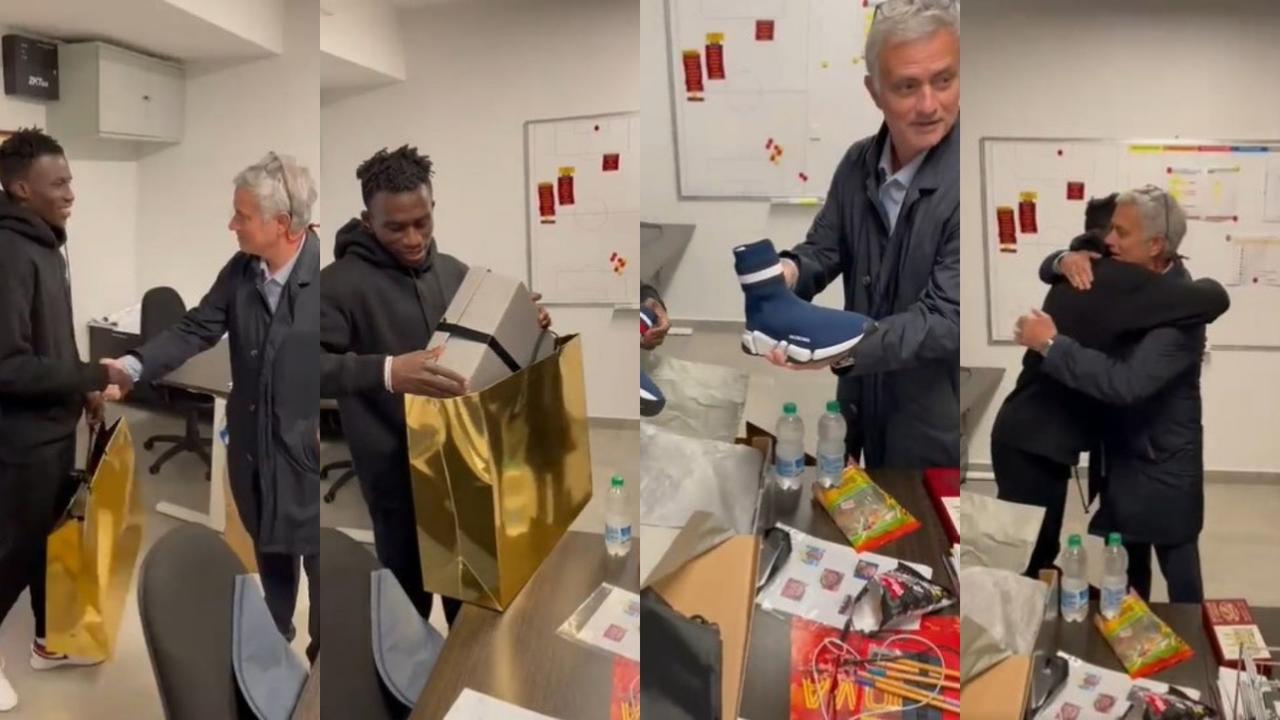 José Mourinho, entrenador de la Roma, tuvo un gran gesto con el canterano Felix Afena-Gyan y le regaló unos tenis con valor de 800 euros (18 mil 500 pesos). (ESPECIAL)