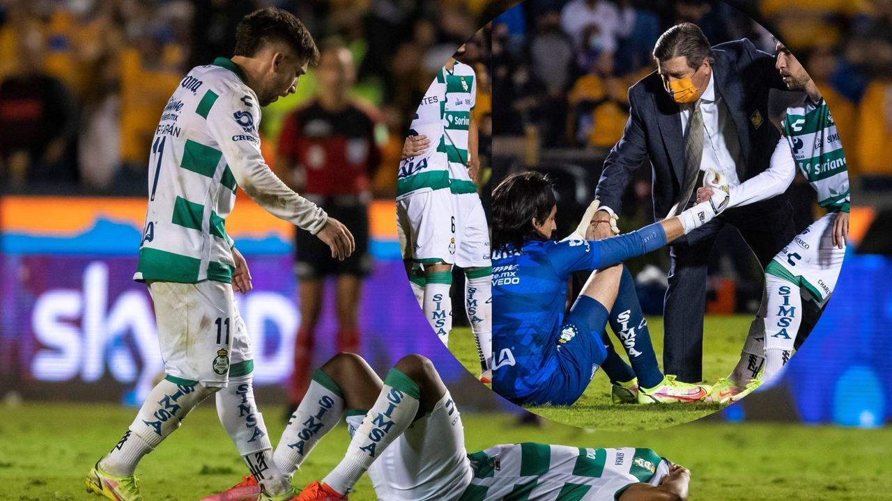 Tras el final del partido de vuelta de cuartos de final entre Tigres y Santos, Miguel Herrera fue captado consolando al equipo rival luego de que fueran eliminados. (ESPECIAL)
