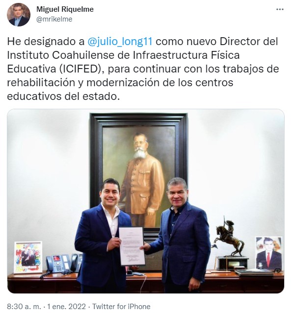 Realiza el gobernador de Coahuila, Miguel Riquelme, nombramiento de funcionarios