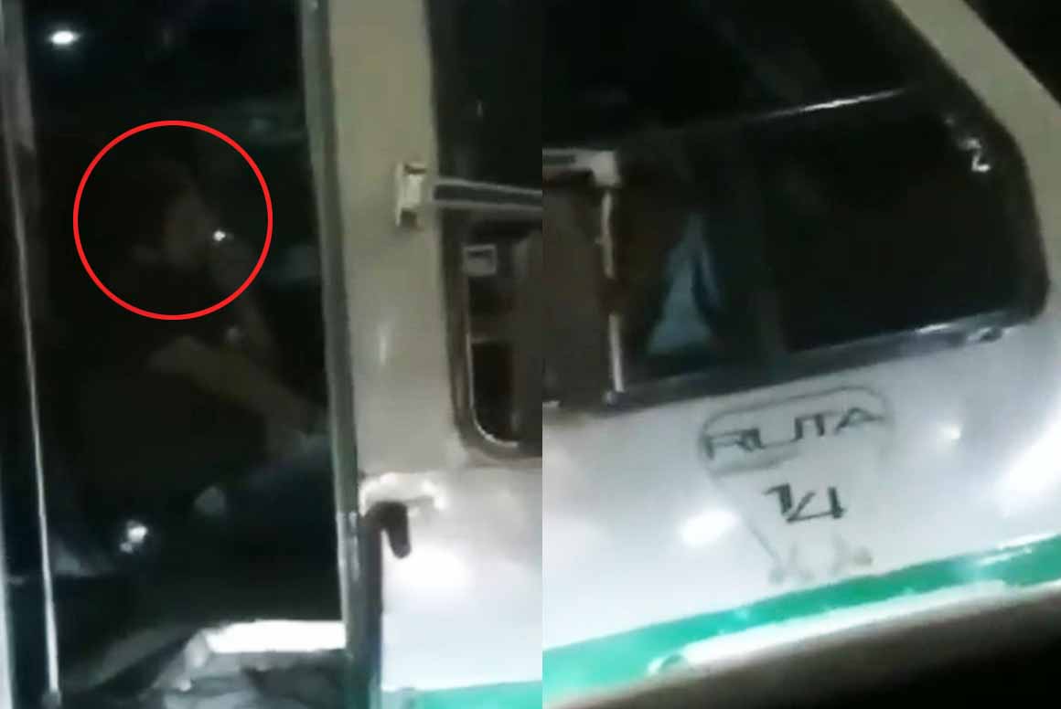 El conductor de microbús fue captado presuntamente drogándose mientras trabajaba (CAPTURA) 