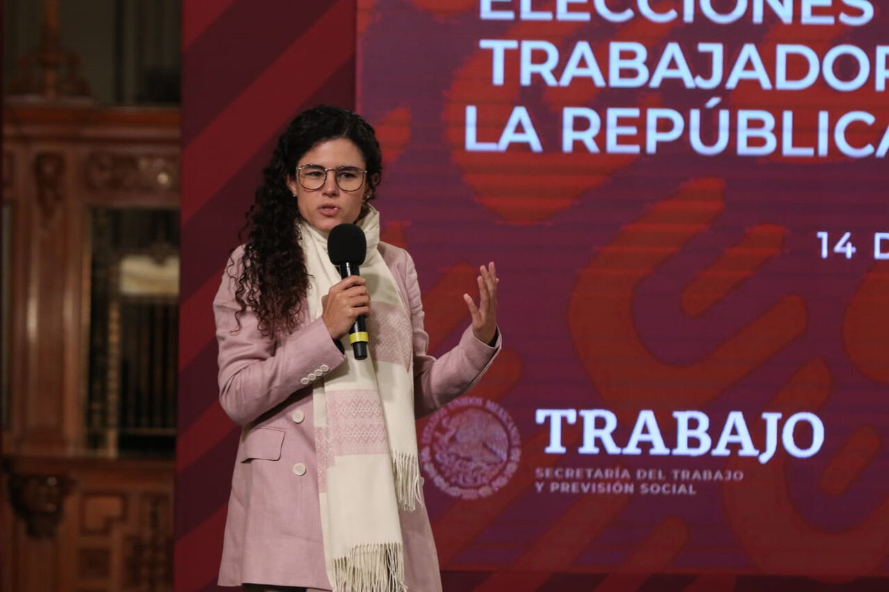 En Palacio Nacional, Luisa María Alcalde Luján detalló que estas cuatro elecciones, será el Centro Laboral quien la organice y no será el sindicato petrolero. (EL UNIVERSAL)