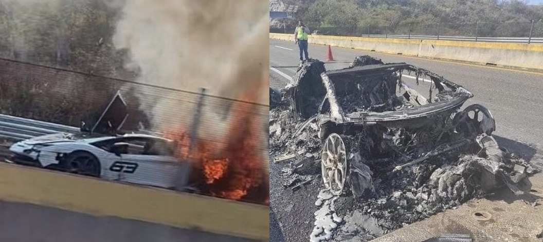 En redes se difundieron fotos del Lamborghini destruido (CAPTURA)