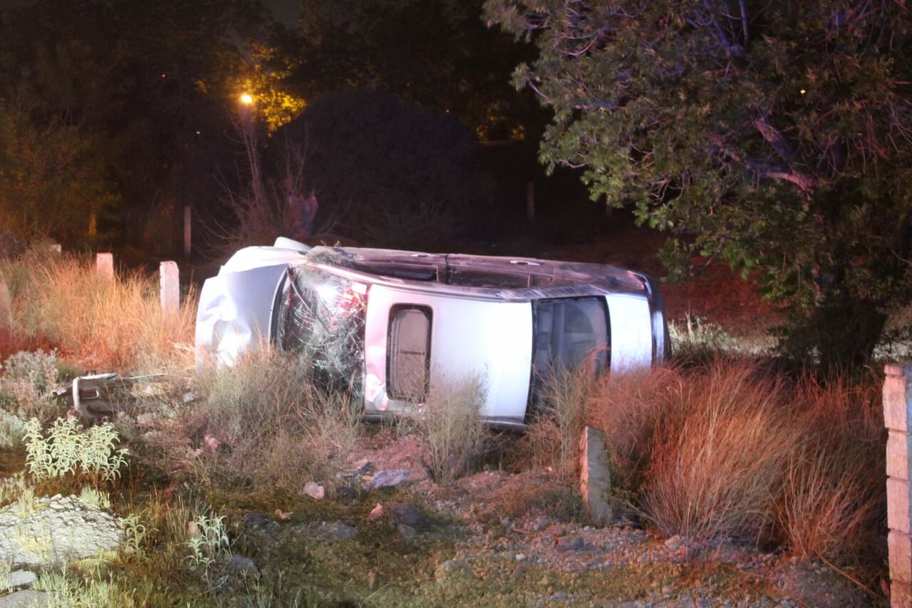 Perro se atraviesa a conductora y causa volcadura en la carretera Torreón-San Pedro