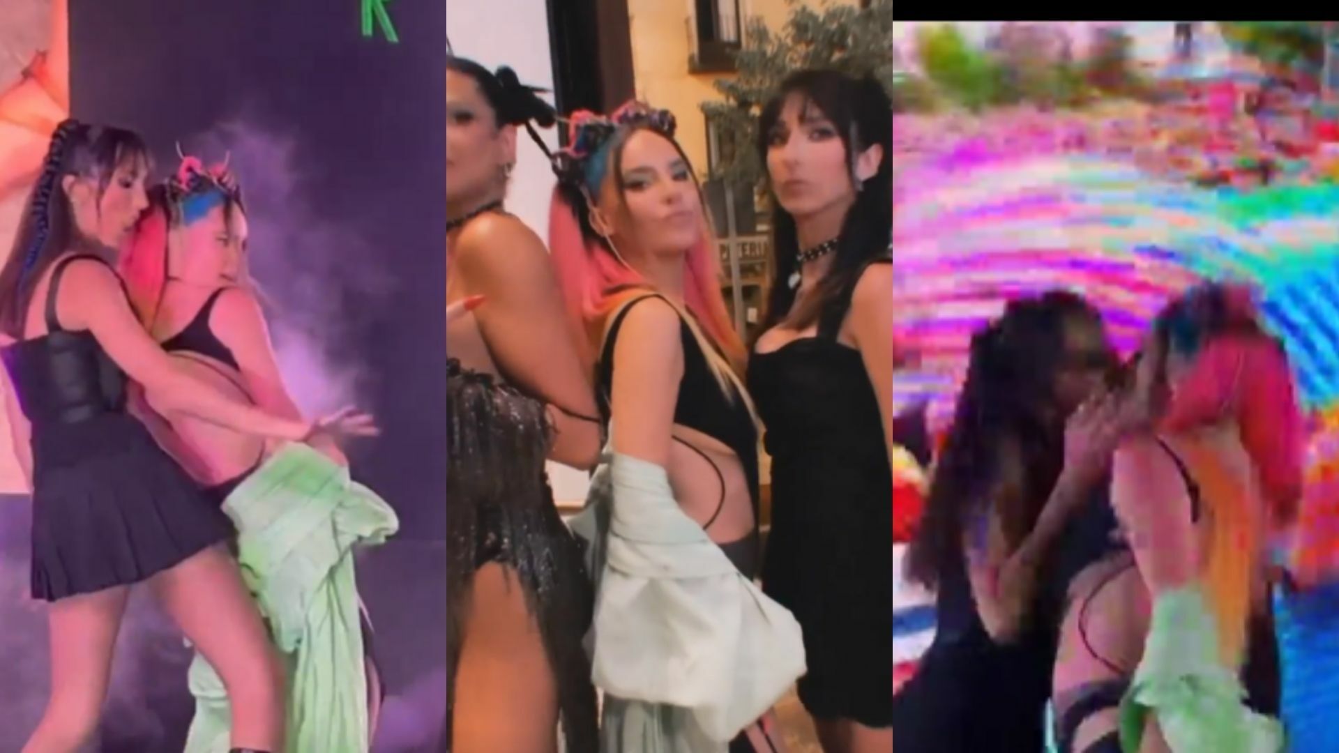 ¡Beso de 3! Belinda celebra en Madrid besándose con Valentina y Lola Rodríguez