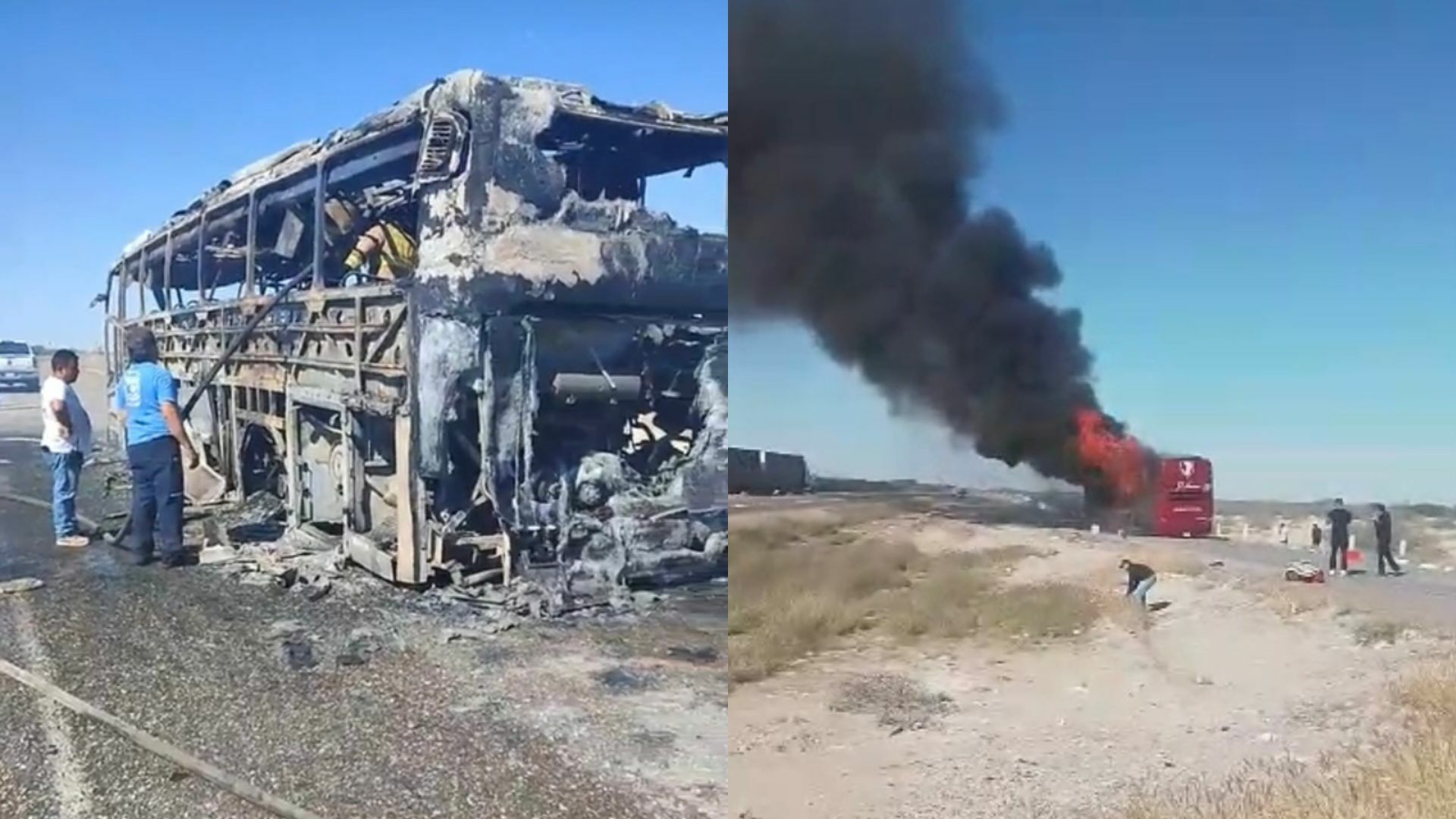 Fuego consume autobús de pasajeros con destino a Torreón