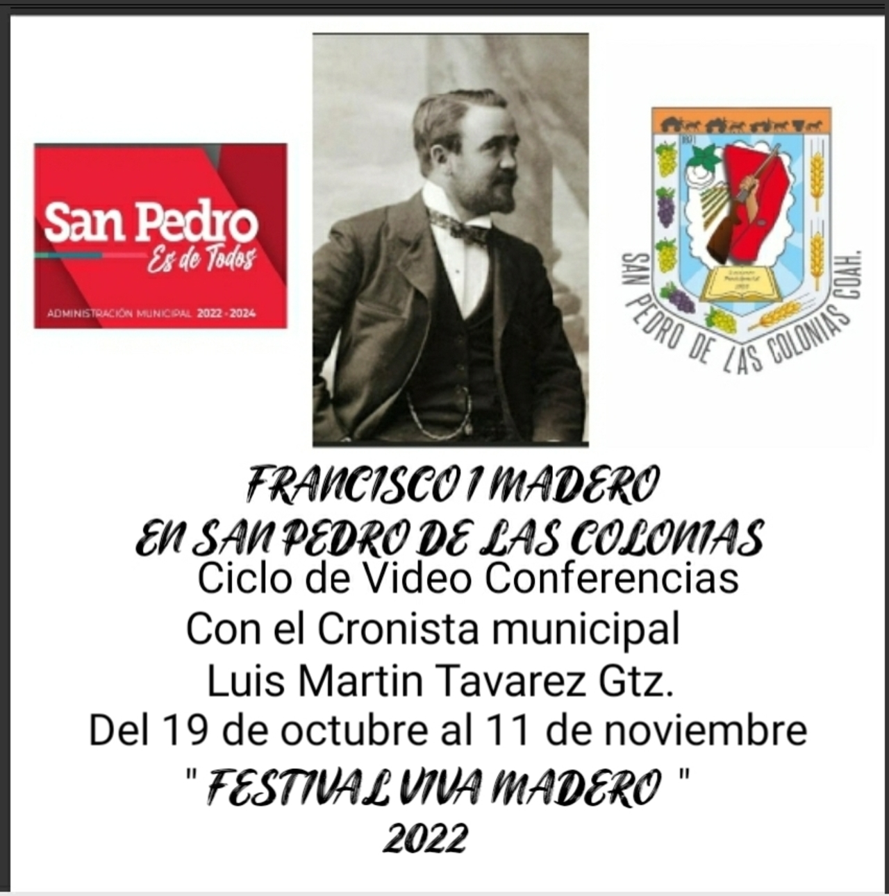 Acudirán a las escuelas para ofrecer una conferencia sobre la estancia de Francisco I. Madero en el municipio de San Pedro.