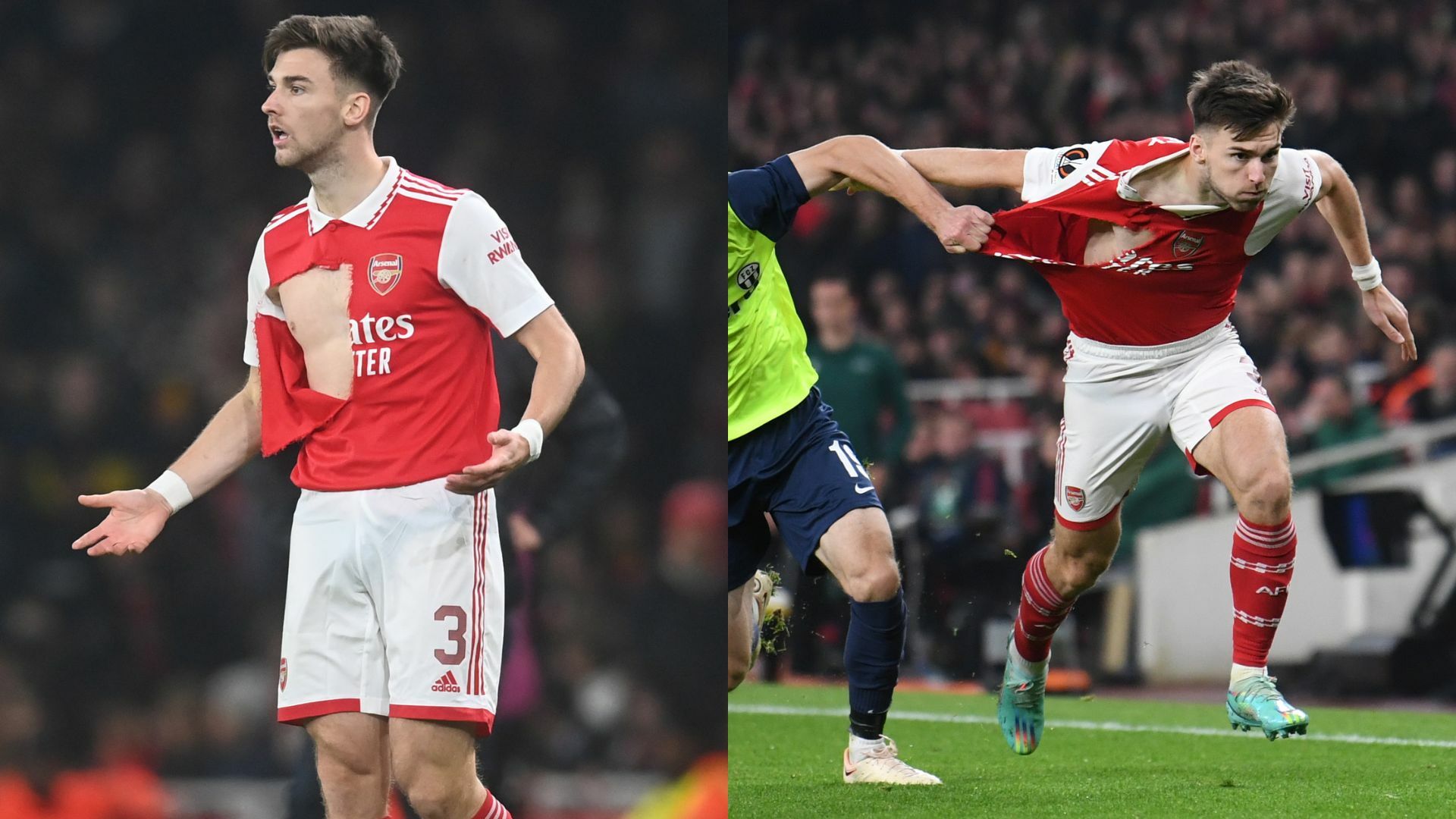 Le rompen su jersey a Kieran Tierney en pleno partido del Arsenal