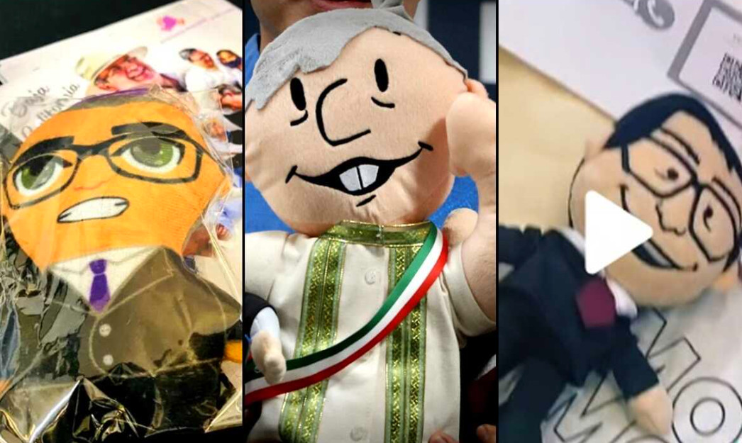 Inspirados en los 'Amlitos', peluche del presidente Andrés Manuel López Obrador, ahora llegan los 'Marcelitos', los 'Monri-luches', las 'Clauditas' y 'Delfinitas'. (ESPECIAL)
