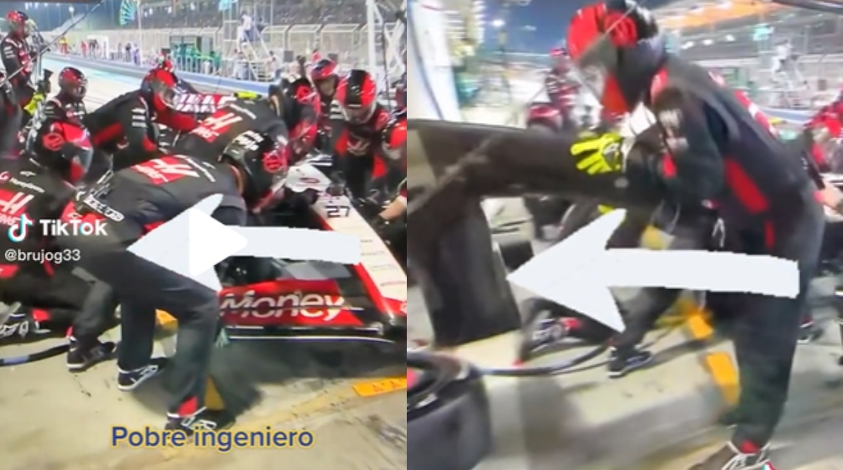 VIDEO: Mecánico de la Fórmula 1 terminó en el suelo tras tropezarse durante el GP de Bahrein