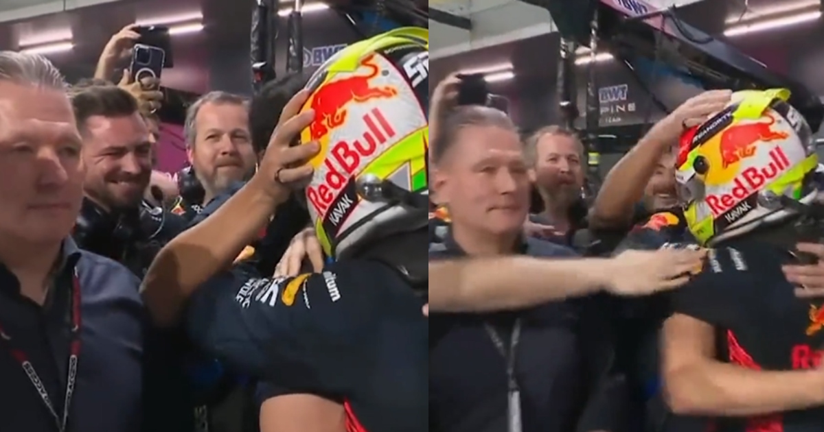 Papá de Max Verstappen ignora a Checo Pérez durante su festejo en el GP de Arabia Saudita