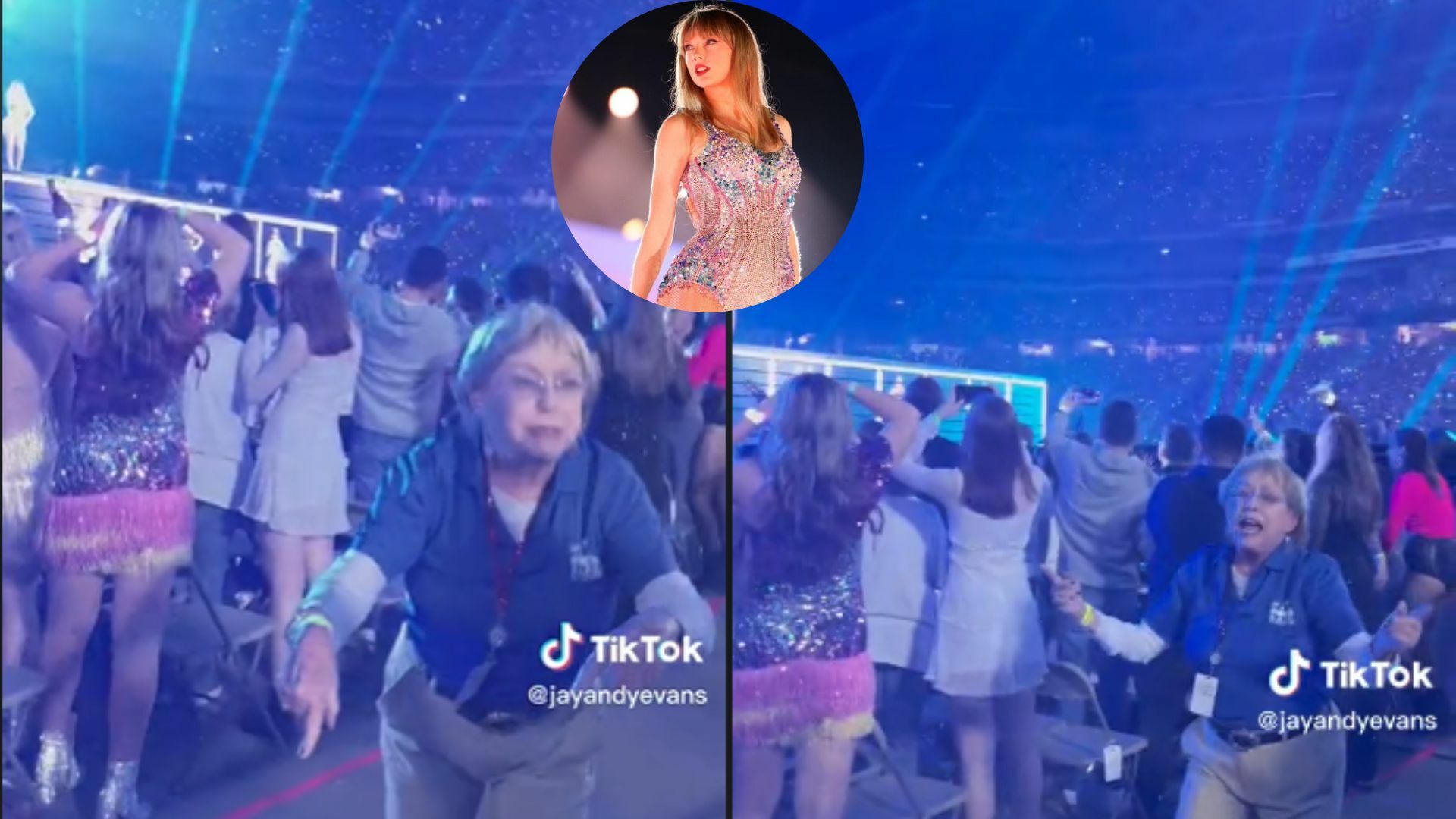 VIDEO: Trabajadora de staff de la tercera edad se hace viral bailando en concierto de Taylor Swift