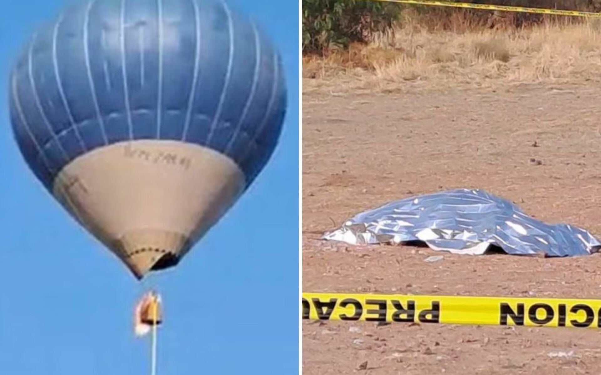Internautas captaron las imágenes del momento en que el globo se incendia y personas caen del artefacto. (ESPECIAL)