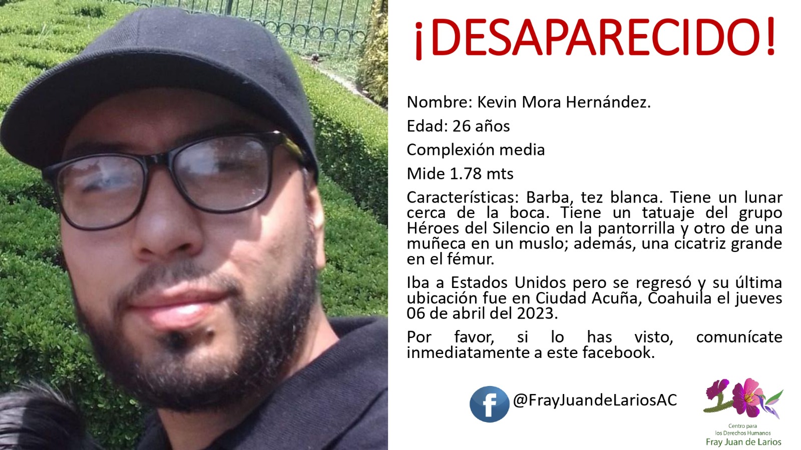 Kevin Mora Hernández cuenta con 26 años. (ESPECIAL)