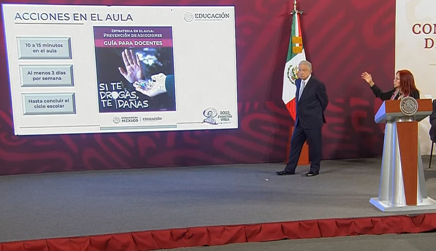 El presidente Andrés Manuel López Obrador dio el banderazo de inicio de la campaña 'Si te drogas, te dañas' contra el consumo de las drogas. (ESPECIAL)