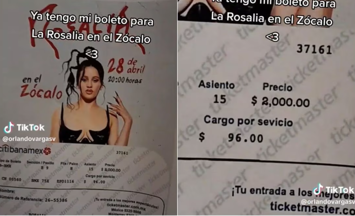 Joven compra su boleto para el concierto gratis de Rosalía en el Zócalo y usuarios se burlan