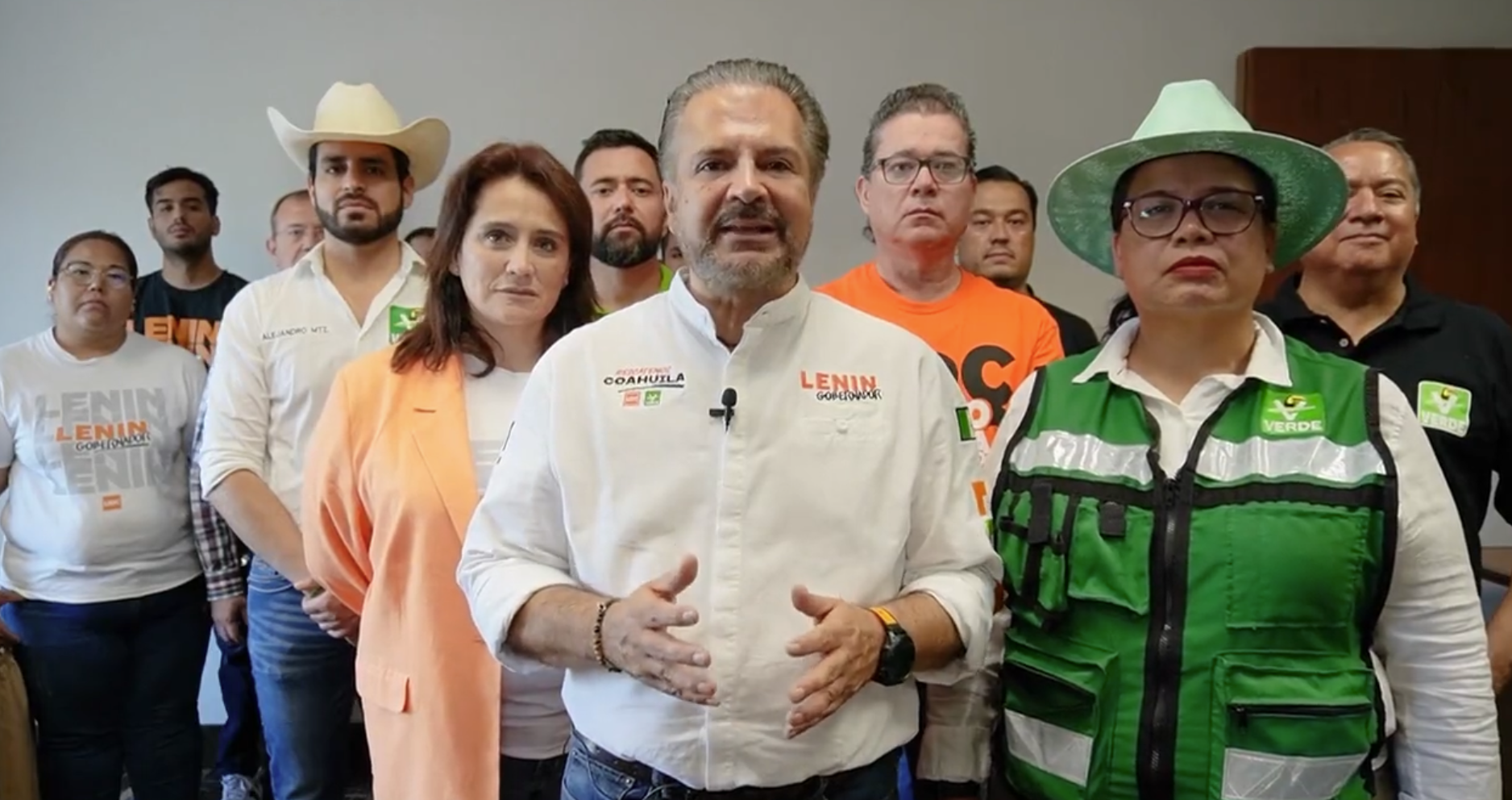 Tras el mensaje de la dirigencia nacional del Partido Verde Ecologista de México, Lenin Pérez dijo que no declinará a favor de nadie y se mantiene en la contienda por la gubernatura de Coahuila. (ESPECIAL)