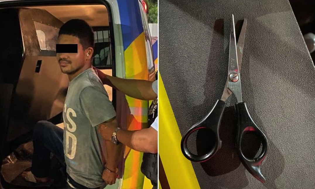 Servando Natanael se molestó, golpeó a su madre y posteriormente tomó unas tijeras, amenazando con matarla; fue detenido por policías de Monterrey. (ESPECIAL)