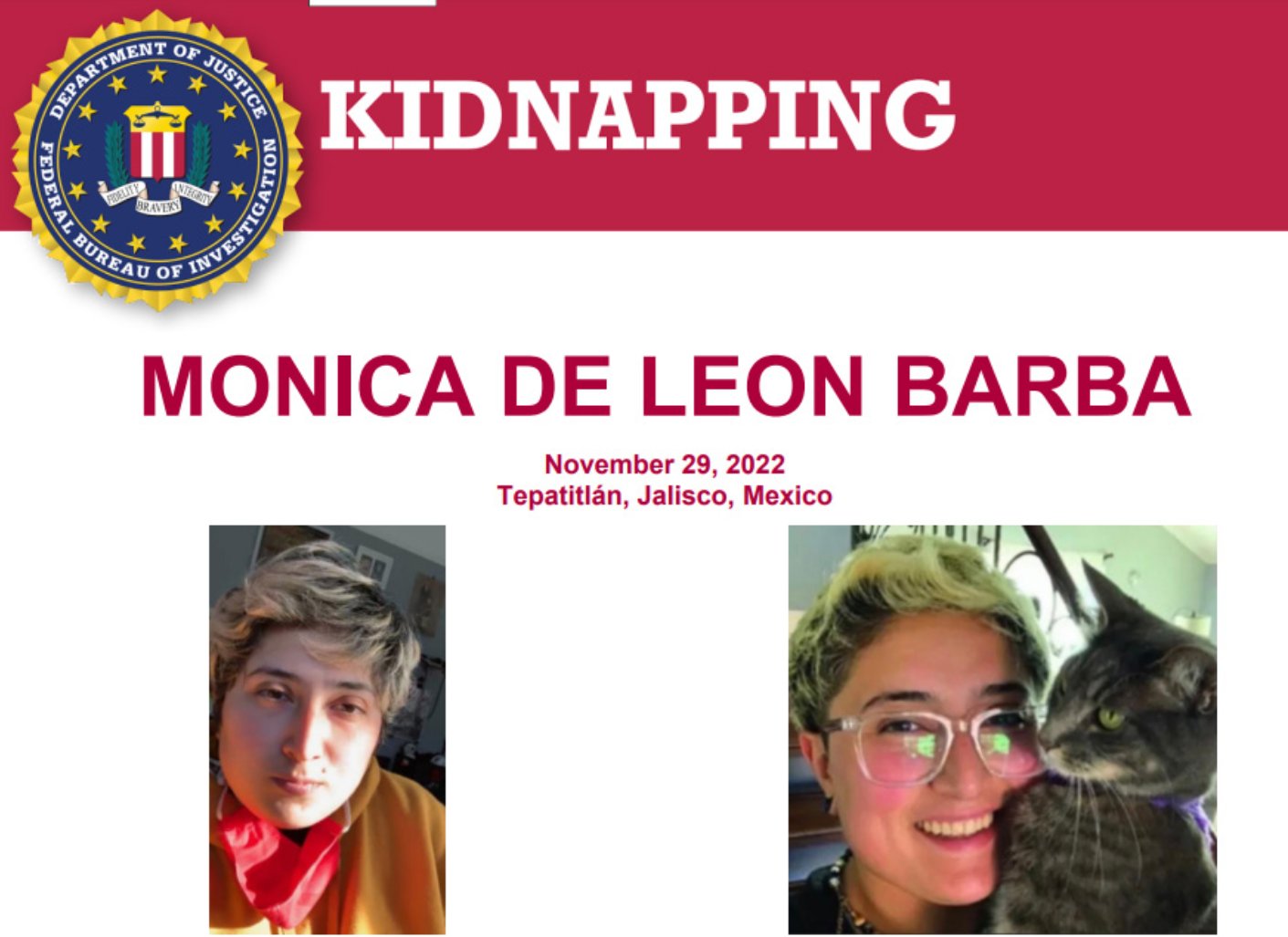 Californian Mónica de León will return to the US after being kidnapped