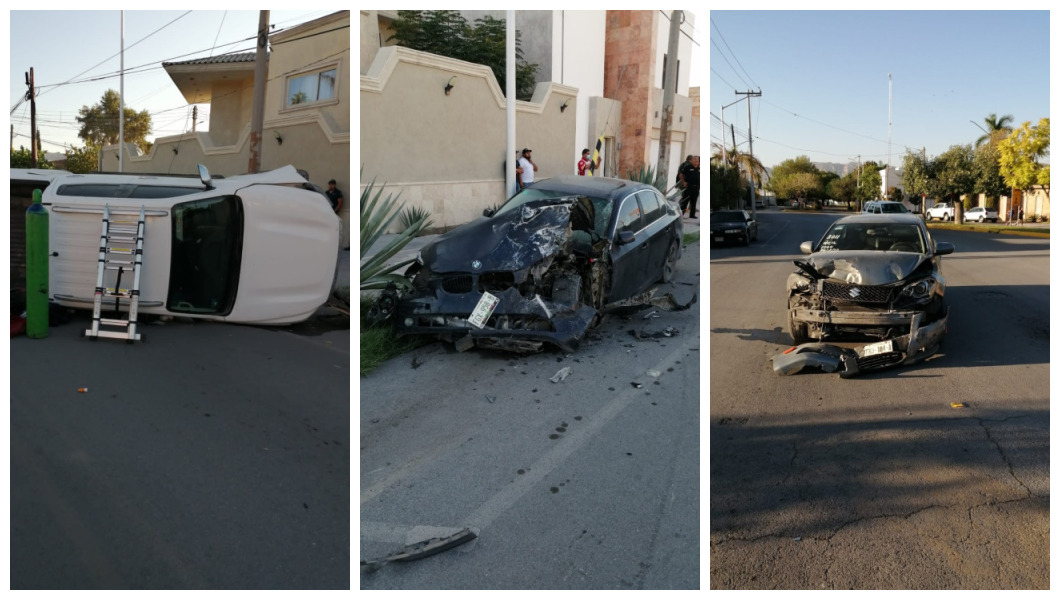 El percance se reportó a las 7:30 horas de este sábado y las unidades involucradas son una camioneta Nissan Frontier; un BMW; un Volkswagen Virtus; y un automóvil Suzuki. (EL SIGLO DE TORREÓN) 