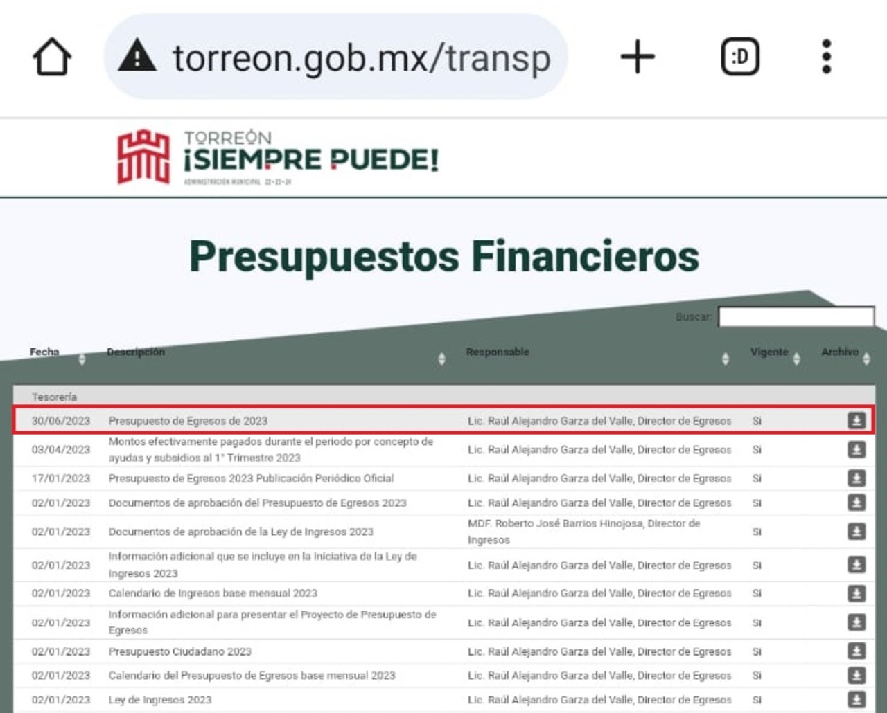 En la página del ayuntamiento de Torreón se observa que la última actualización del presupuesto de egresos está hasta el 30 de junio del presente año, sin embargo, a inicios de septiembre se hizo el último cambio. (INTERNET)