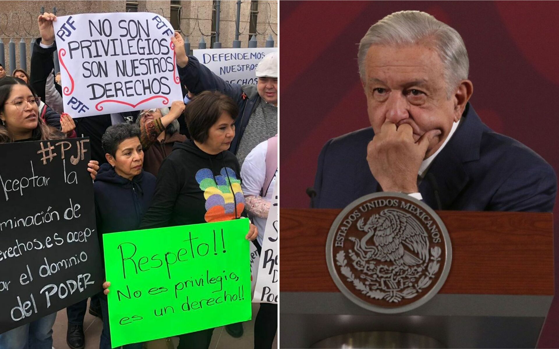 López Obrador criticó que trabajadores del Poder Judicial estén saliendo a protestar contra el recorte de 15 mil millones de pesos a este poder.