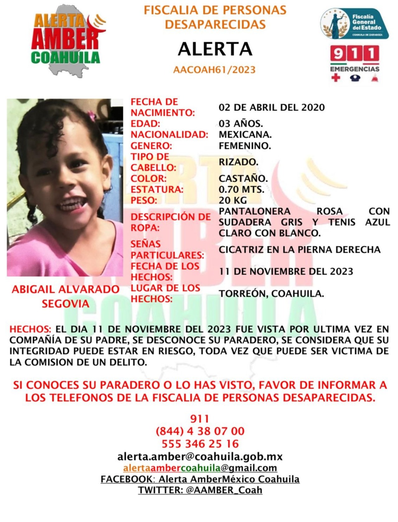 Activó la Fiscalía de Personas Desaparecidas la Alerta Amber por desaparición de hermanas.