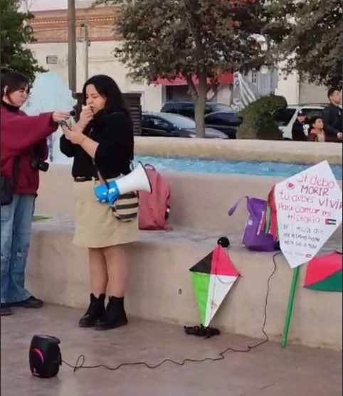 La protesta  se llevó a cabo en la Plaza Mayor. (CAPTURA DE VIDEO/COMITÉ DE SOLIDARIDAD CON PALESTINA EN LA LAGUNA)