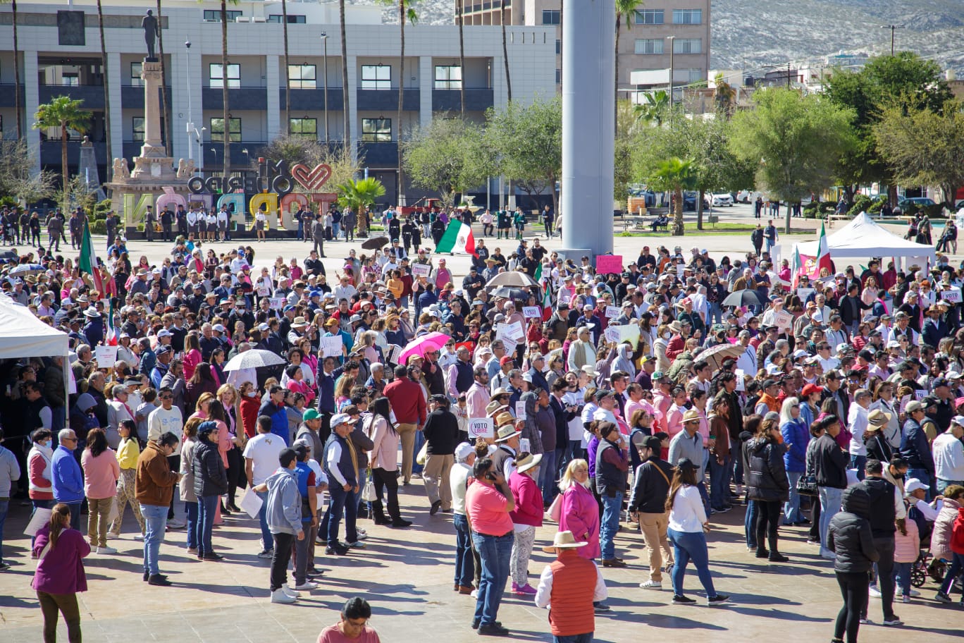 Ciudadanos salen a las calles para marchar por la democracia en Torreón