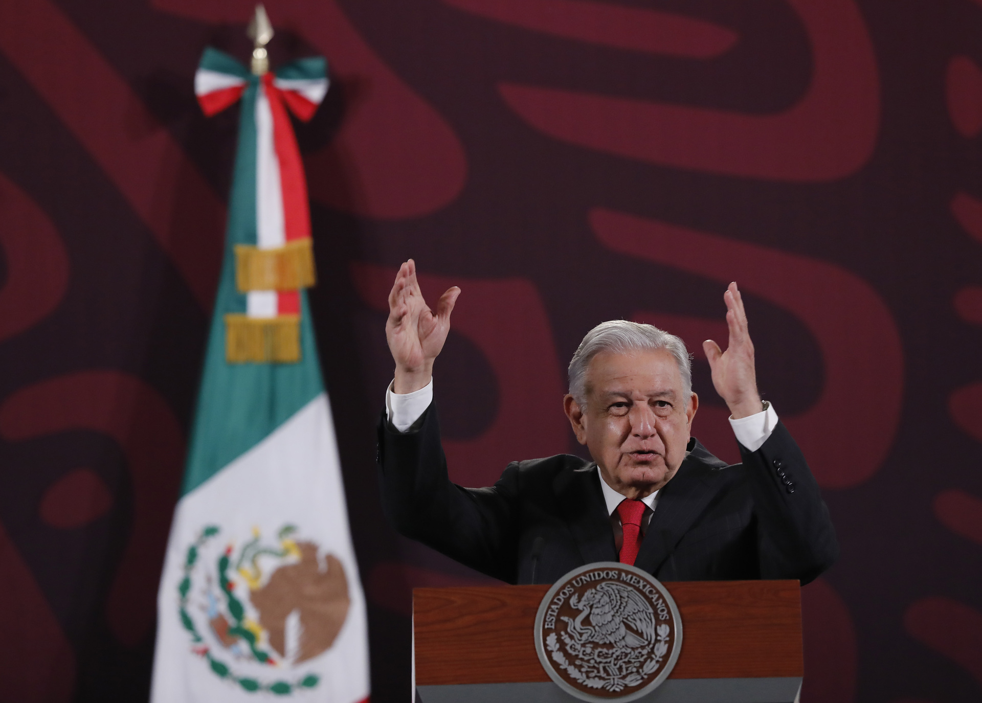 López Obrador durante conferencia mañanara del 21 de febrero de 2024. (ARCHIVO)
