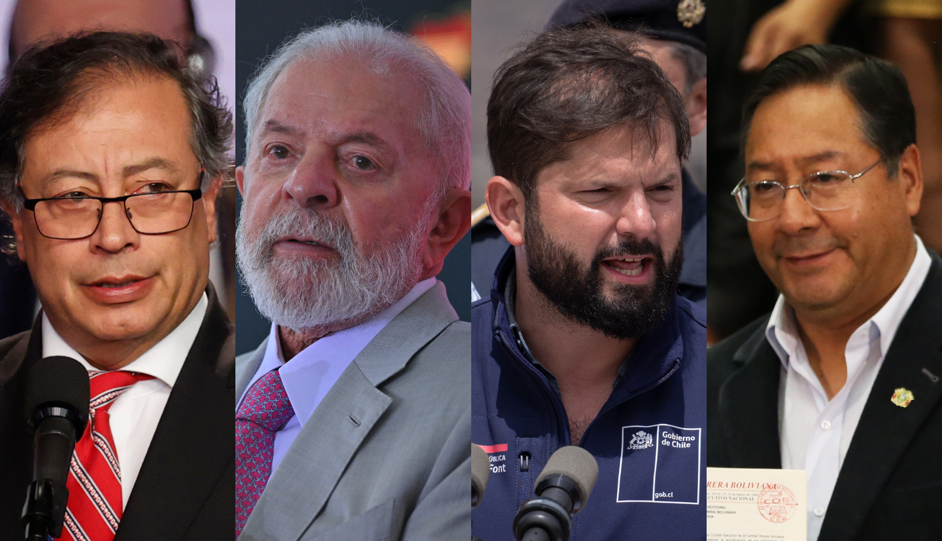 Los presidentes Gustavo Petro de Colombia, Lula da Silva de Brasil, Gabriel Boric de Chile y Luis Arce de Bolivia. (ARCHIVO)