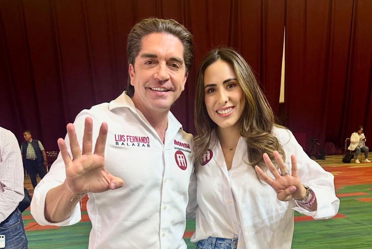 Los candidatos a senadores Luis Fernando Salazar y Cecilia Guadiana. (FABIOLA P. CANEDO)