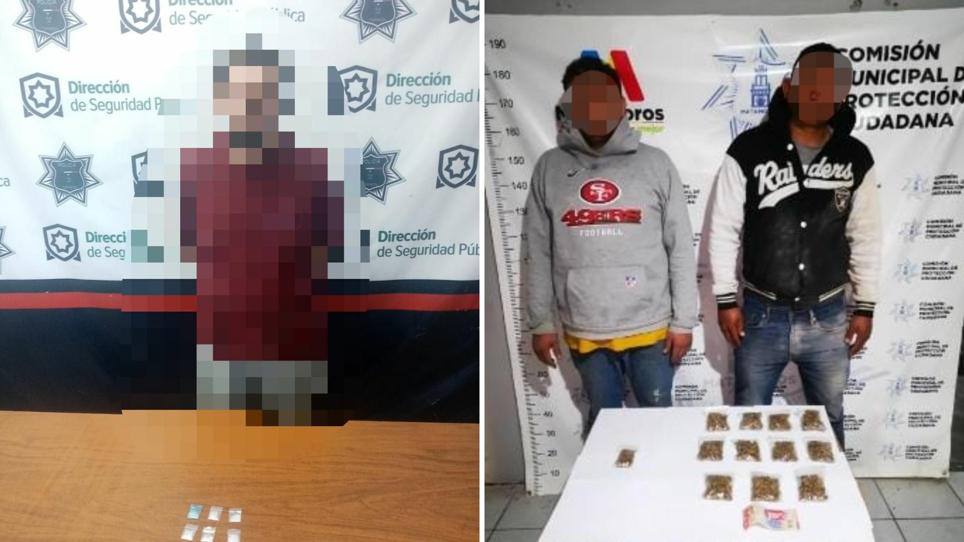 Tres hombres fueron detenidos en posesión de dosis de cristal y marihuana, dos de ellos fueron asegurados en el municipio de Matamoros y otro en Torreón.