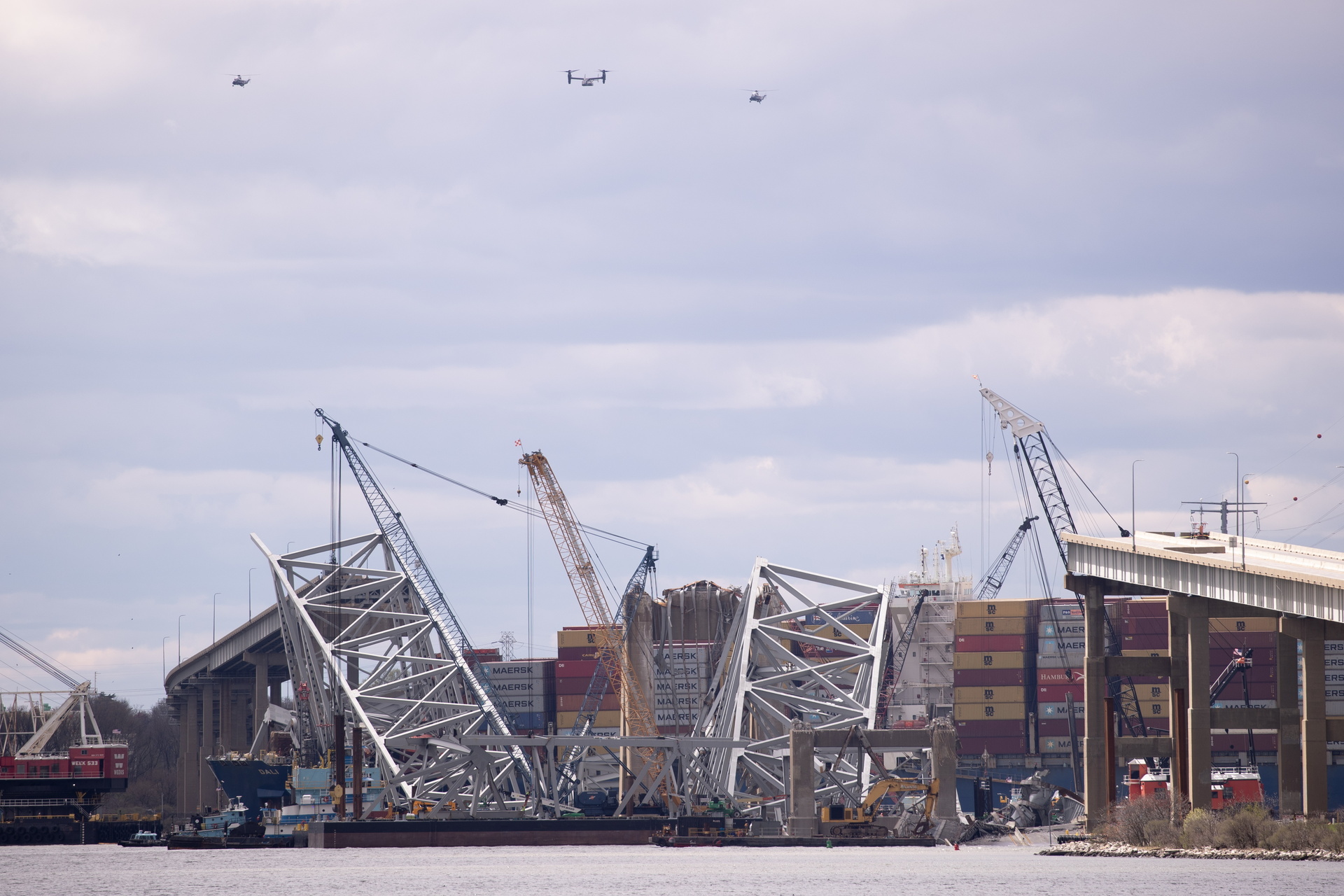 Vista del puente colapsado en Baltimore. (ARCHIVO)