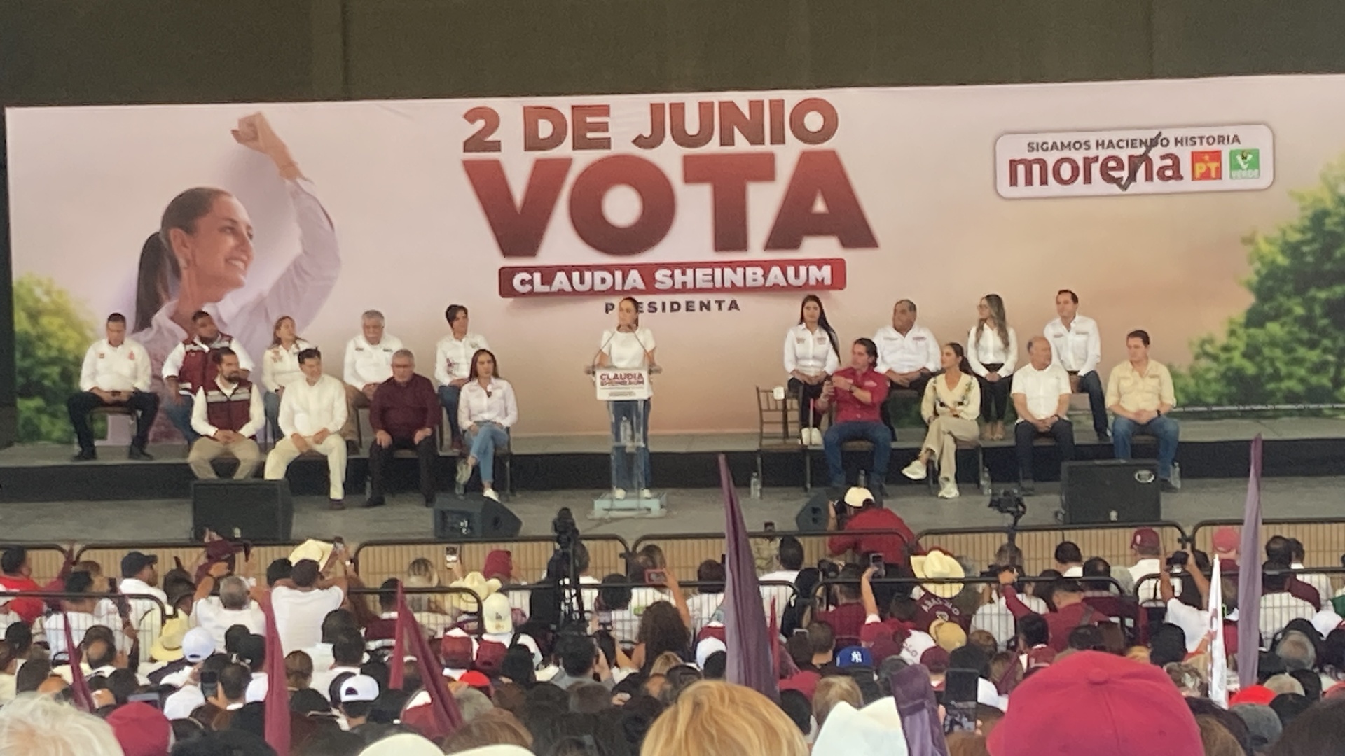 Cierre de campaña de Claudia Sheinbaum Pardo, candidata a la Presidencia de México por la Coalición “Sigamos Haciendo Historia” (Morena-PT-PVEM), en Saltillo. (ISABEL AMPUDIA)