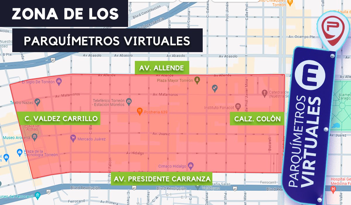 Esta es la zona donde se ubicarán los parquímetros digitales en el Centro de Torreón