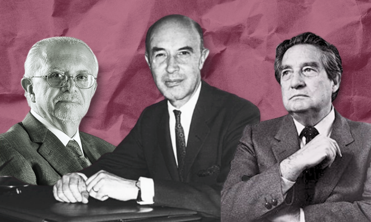 Mexicanos que han ganado el Premio Nobel. Mario Molina (i), Alfonso García Robles (c) y Octavio Paz (d).