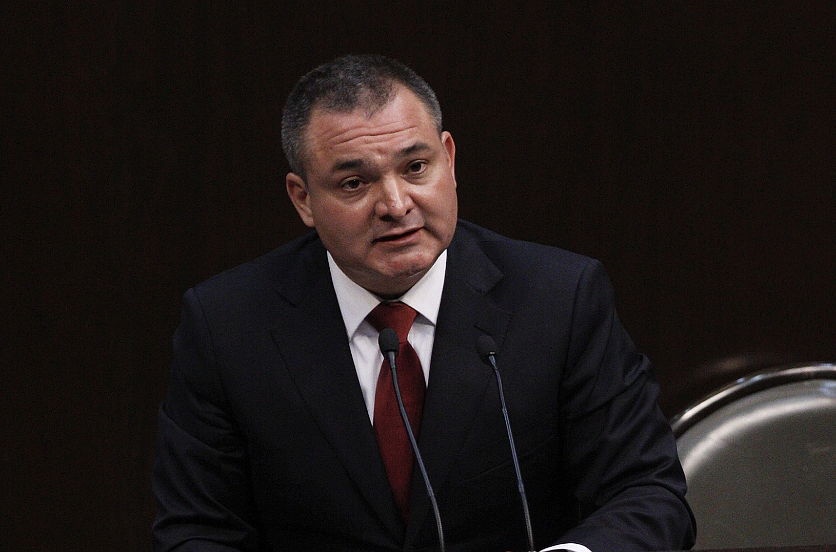 Fotografía de archivo fechada el 23 de septiembre de 2009 del exsecretario de Seguridad Pública, Genaro García Luna, durante una comparecencia en la Cámara de Diputados de la Ciudad de México. EFE/ Mario Guzmán