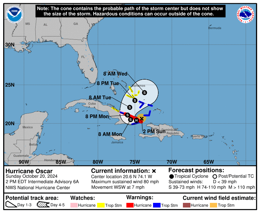 Hurricane Oscar will hit Cuba; heavy rain and flooding are expected