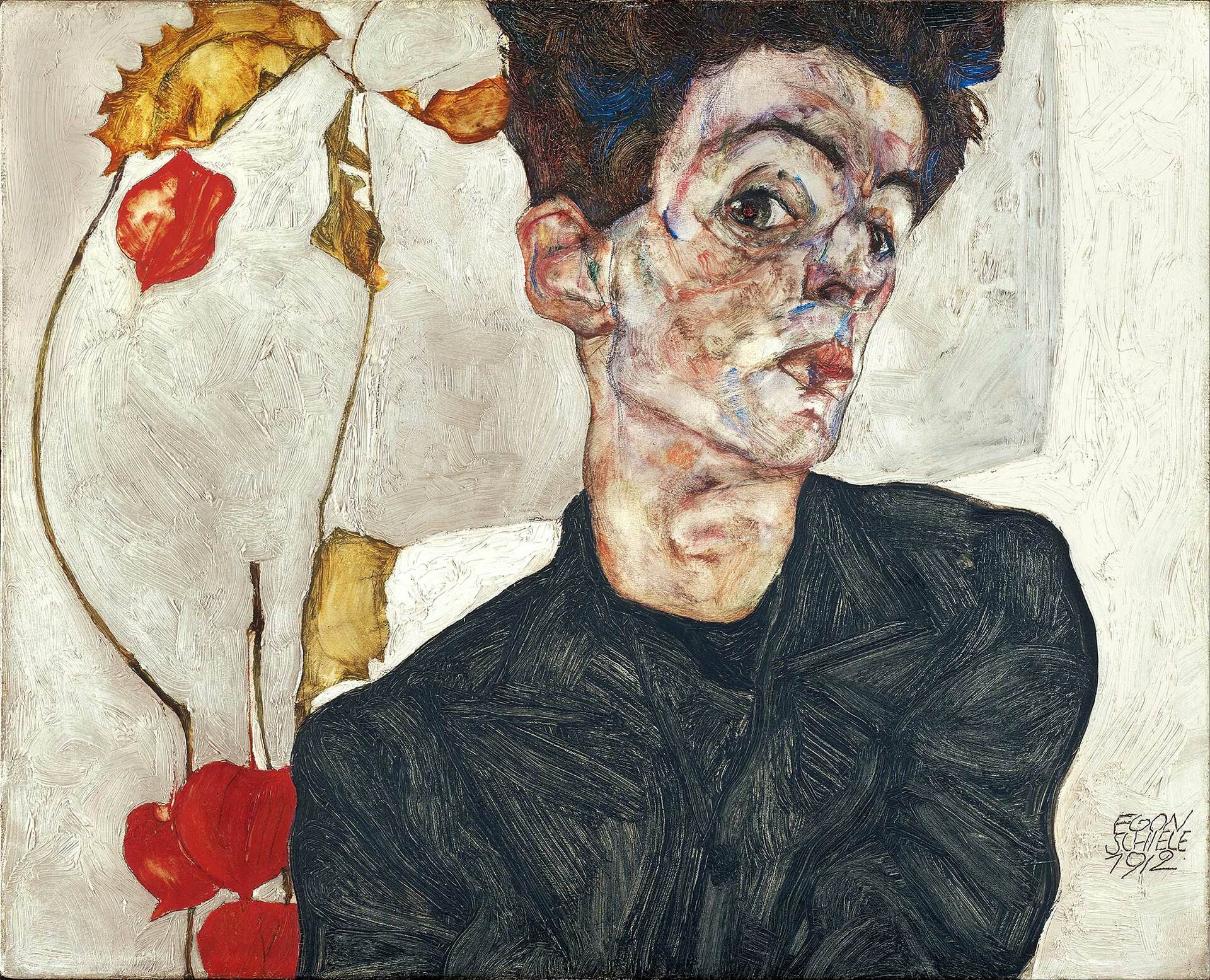 Autorretrato con physalis (1912). Imagen: Wikimedia