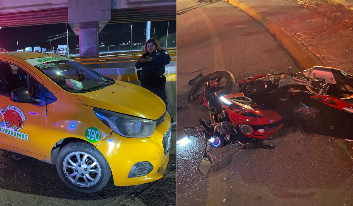 Conductor de motocicleta alcoholizado choca contra taxi durante la madrugada