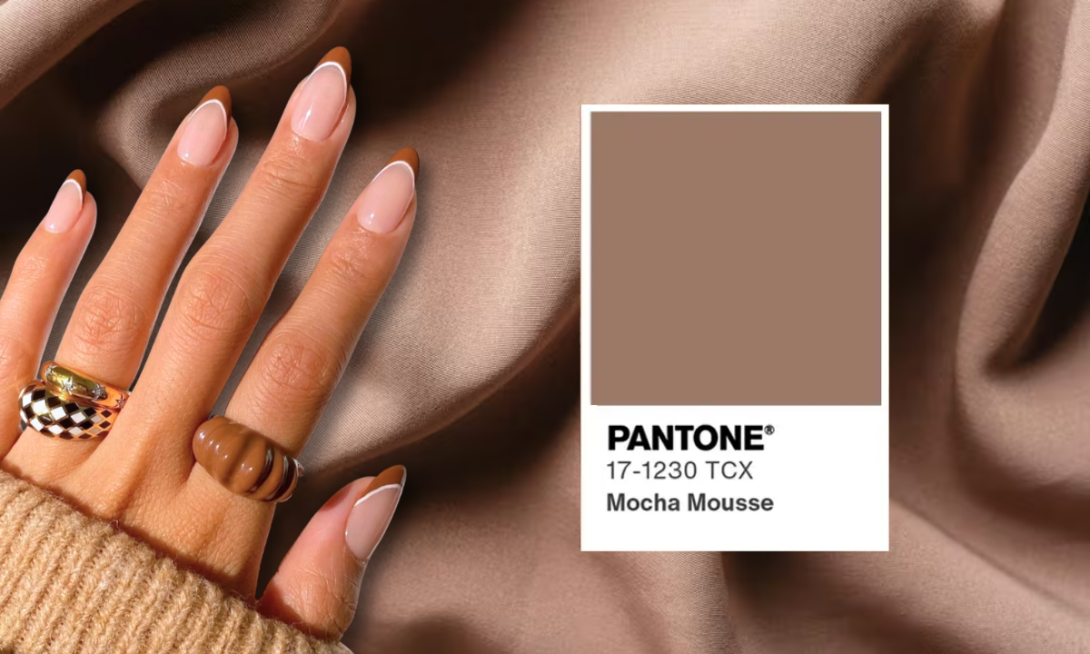 Diseños de uñas Mocha Mousse, el color del año 2025