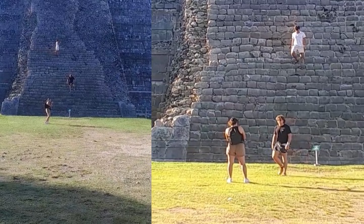 Turistas en pirámides de Chichén Itza (CAPTURA)