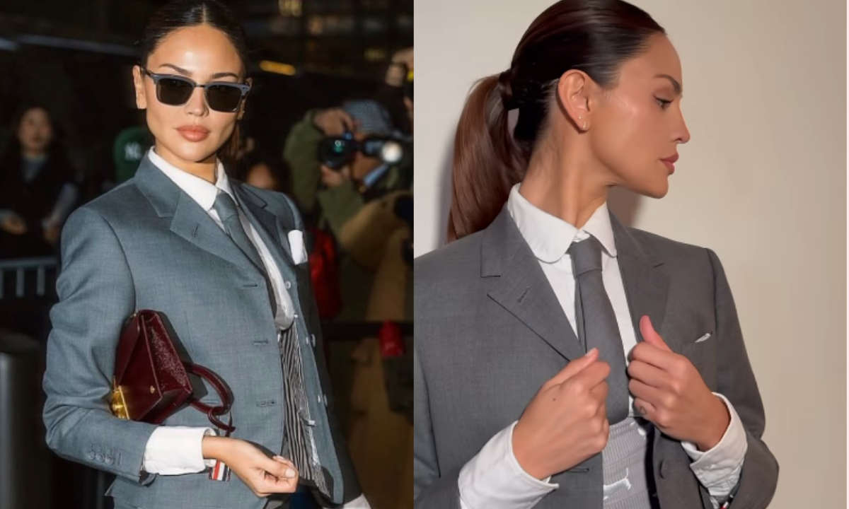 El look con corbata de Eiza González en New York Fashion Week