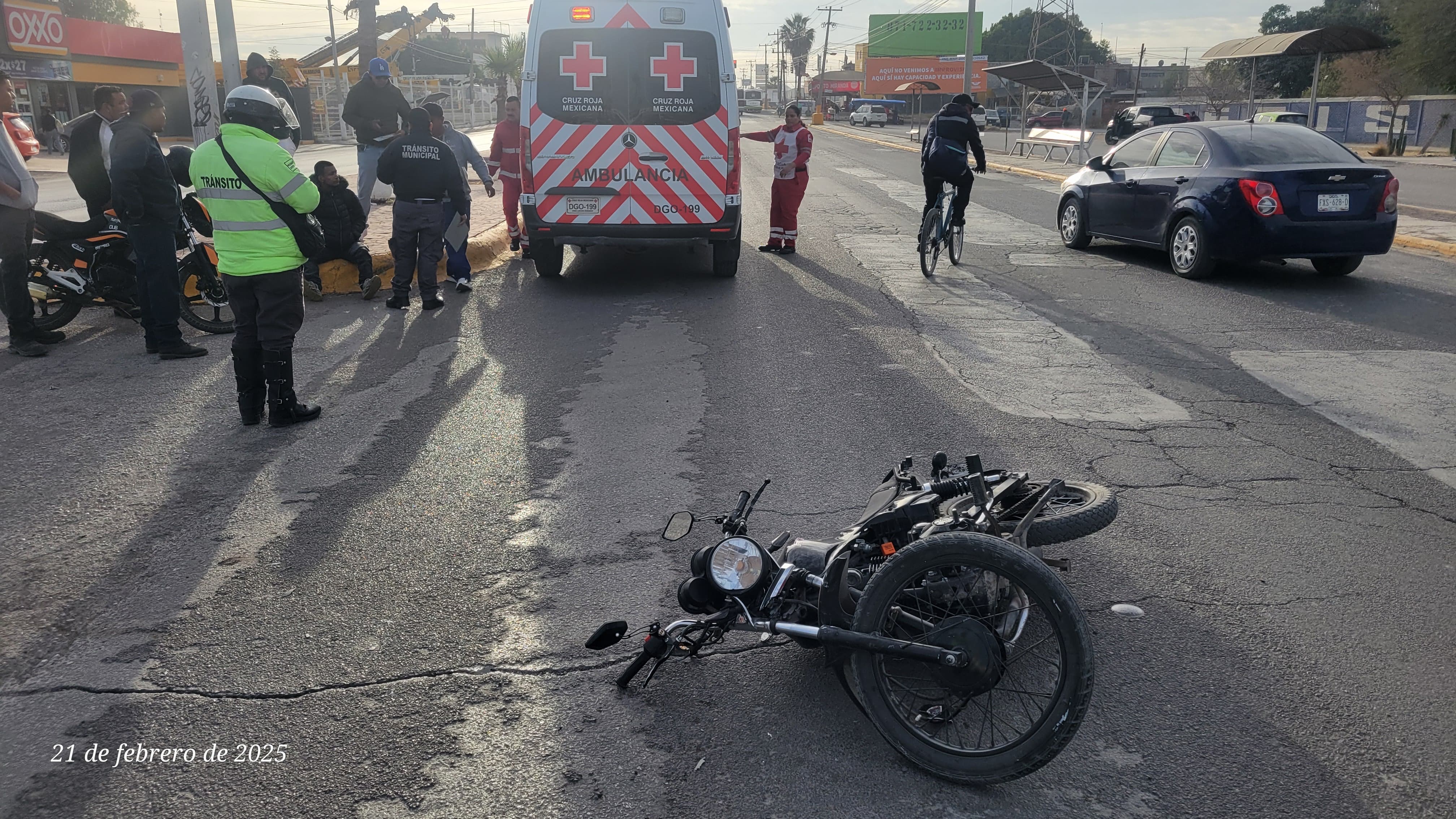 Motociclista resulta lesionado tras accidente en Gómez Palacio