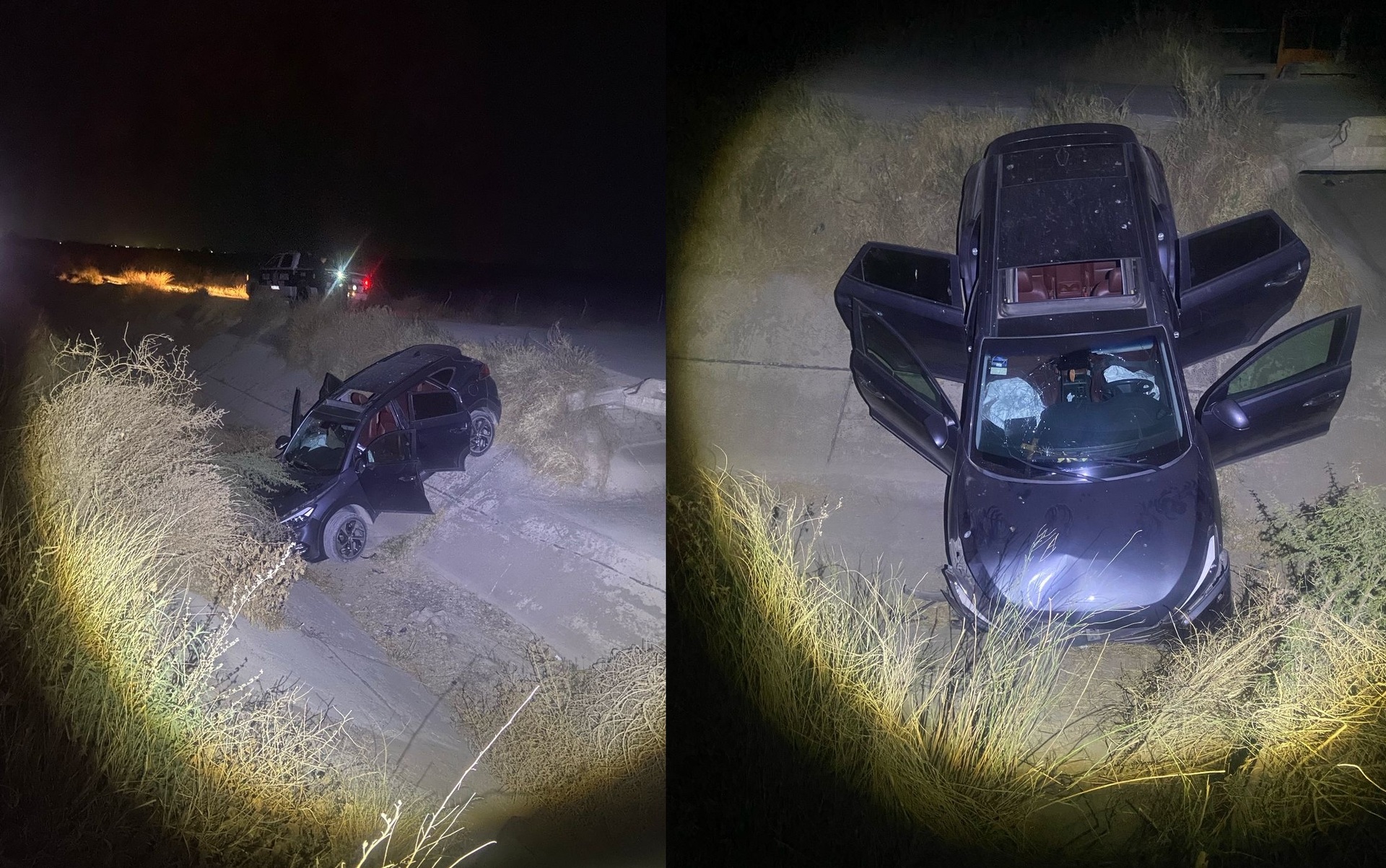 Abandonan camioneta tras caer en canal de riego en Gómez Palacio