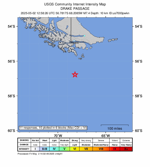 Sismo de magnitud 7.5 sacude sur de Chile, activa alerta de tsunami