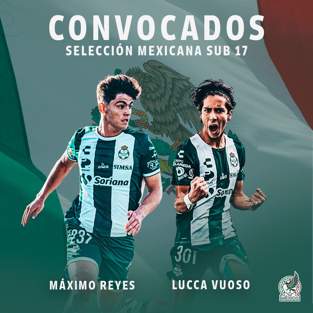 Santistas juveniles Máximo Reyes y Lucca Vuoso, viajarán a gira del TRI Sub-17 a Argentina