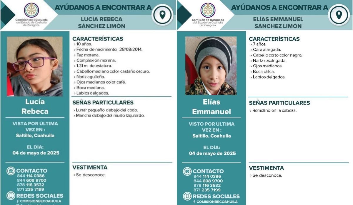 Desaparecen hermanitos de 10 y 7 años de edad en Saltillo