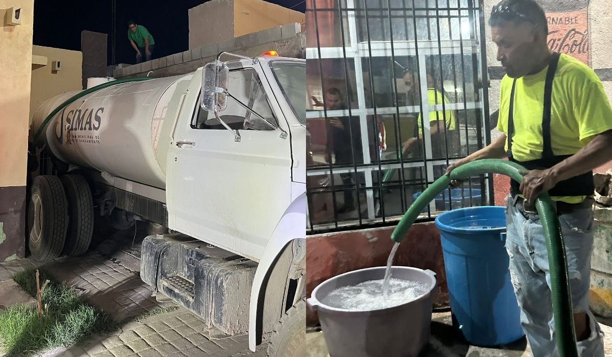 Reparten agua en pipas por desabasto de agua en Madero tras el colapso de dos pozos