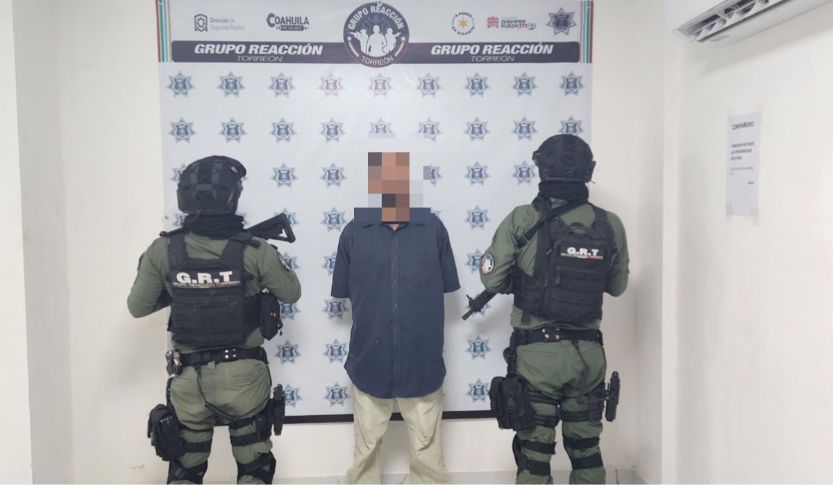 Grupo de Reacción Torreón detiene a hombre por alterar el orden y posesión de droga